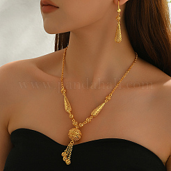 Комплекты из полых круглых каплевидных серег и ожерелий для свадеб и торжеств TU1381