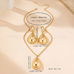 Комплекты из ожерелий из сплава с подвесками в форме капли и овала и серег-гвоздиков&nbsp;FS-WGB7D8C-01