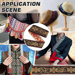 Лента жаккардовая из полиэстера в национальном стиле для аксессуаров одежды OCOR-WH0097-41