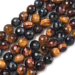 Трехцветные нити бусин из натурального тигрового глаза&nbsp;G-L642-F08-6mm