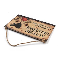 Porte en bois halloween suspendu panneau de bienvenue&nbsp;HJEW-Z002-04E