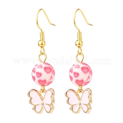 3 пара 3 стильных подвесок из розового сплава с эмалью и смоляными бусинами EJEW-JE05030-01