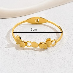 バタフライ 201 ステンレススチール ヒンジ付きバングル  女性のための  18KGP本金メッキ  内径：2-3/8インチ（6cm）&nbsp;TR3553-2