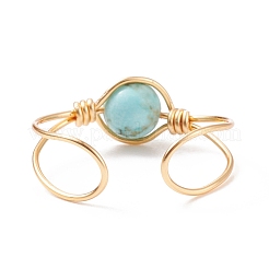 Anello polsino aperto con perline turchesi sintetico&nbsp;RJEW-TA00041-04