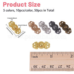 50 шт. 5-х цветные застежки-кнопки из сплава с цветочным узором FIND-GL0002-03