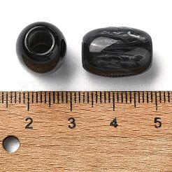 レジンヨーロピアンビーズ  大きな穴バレルビーズ  ブラック  16x12x12mm  穴：5mm&nbsp;RESI-U008-04B