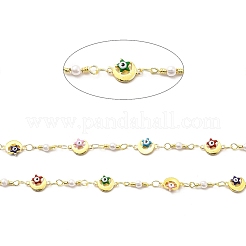 Luna e stella smaltate in ottone fatto a mano con catena a maglie malocchio&nbsp;CHC-I045-13G