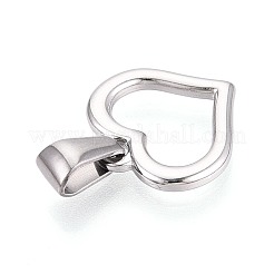 中空303ステンレス鋼ペンダント  ハートチャーム  ステンレス鋼色  15x14.5x1.5mm  穴：6.5x2.5mm&nbsp;STAS-Q110-09P