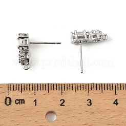 Латунные микро-паве прозрачные серьги-гвоздики из циркония&nbsp;LS-KK-C107-06P