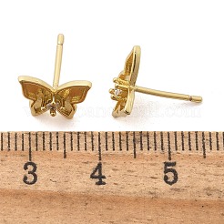Серьги-гвоздики в форме бабочки из латуни EJEW-R016-19G