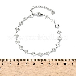 304ステンレススチール製クローバーリンクチェーンブレスレット（女性用）  ステンレス鋼色  7.09インチ（18cm）&nbsp;BJEW-JB13890