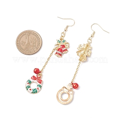 5 пара 5 стильных серег-подвесок из сплава и эмали с рождественской тематикой EJEW-JE06563