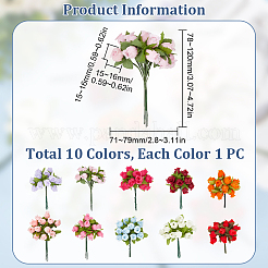 10 mazzo di rose finte in tessuto a 10 colori&nbsp;AJEW-CA0003-70