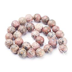 天然レッドヒョウスキンジャスパービーズ連売り  ラウンド  12mm  穴：1mm  約32個/連  16インチ&nbsp;GSR12mmC066