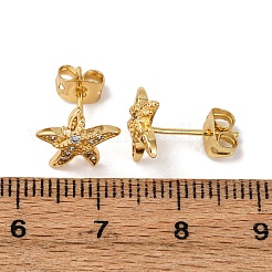 Латунные серьги из микро-паве прозрачного кубического циркония&nbsp;LS-EJEW-D328-03G-03