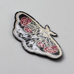 蝶のコンピューター刺繍ポリエステルアイロン/縫い付けパッチ  マスクと衣装のアクセサリー  レッド  52.5x97x1.5mm&nbsp;DIY-WH0671-388C