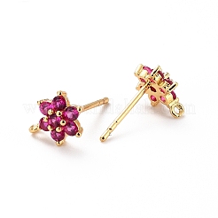 Fornituras de pendientes de perlas de circonio cúbico de micro pavé de latón&nbsp;ZIRC-C027-14G-01-RS