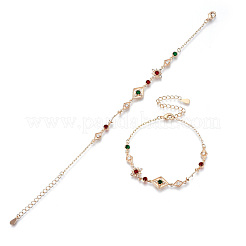 Красочный кубический цирконий браслет с ромбами&nbsp;BJEW-N020-01