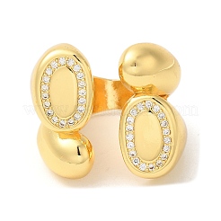 Овальные открытые манжеты из латуни с микропаве и прозрачным фианитом RJEW-U008-19G