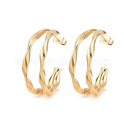 Двухслойные серьги-гвоздики в форме буквы С из нержавеющей стали 304&nbsp;EJEW-P324-11G