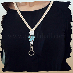 4 carrete de credencial retráctil de madera y silicona con cadenas&nbsp;HJEW-SC00159