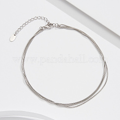 925 браслет из стерлингового серебра в виде змеиной цепочки AJEW-Z029-14P