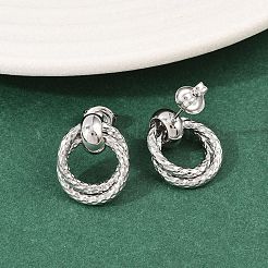 Серьги-гвоздики с текстурированными кольцами из нержавеющей стали 304&nbsp;EJEW-P324-04P