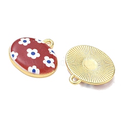 プリントブラスペンダント  楕円形のチャーム  ラックめっき  長持ちメッキ  鉛フリー＆カドミウムフリー  18KGP本金メッキ  ミックスカラー  19x19.5x3.5mm  穴：2mm&nbsp;KK-CBAF9BC-17G
