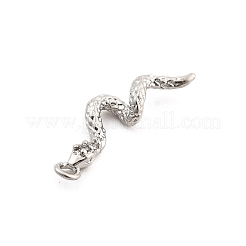 真鍮製マイクロパヴェキュービックジルコニアペンダント  スネークチャーム  プラチナ  16.5x5.5x3mm  穴：1mm&nbsp;LS-KK-M321-01D-P