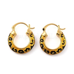 Леопардовый принт латунные эмалевые серьги-кольца для женщин&nbsp;EJEW-U055-11B-G