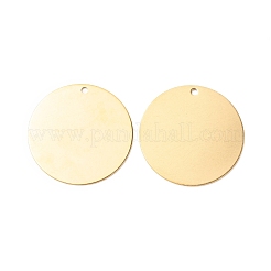 イオンプレーティング（IP）201ステンレスペンダント  フラットラウンド  ゴールドカラー  40x40x1mm  穴：2.2mm&nbsp;STAS-A056-10BG