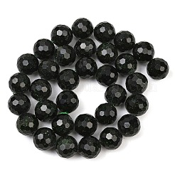 合成グリーンゴールドストーン金砂石ビーズ連売り  ラウンド  多面カット  11.5~12mm  穴：2mm  約33個/連  14.57''~14.76''（37~37.5センチメートル）&nbsp;GG-CBA199E-F03-12mm