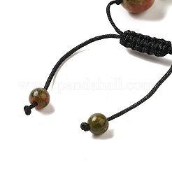 Braccialetti con perline intrecciate naturali unakite rotonde da 12.5 mm per donna uomo&nbsp;BJEW-C060-01H