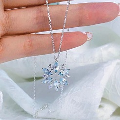 Weihnachtliche Halsketten mit Strass-Schneeflockenanhänger aus Legierung für Damen&nbsp;WG7EFB7-01