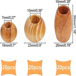 60шт 3 стиля деревянных бусин WOOD-OC0001-93