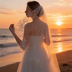 Veli da sposa in rete di poliestere&nbsp;AJEW-WH20067-069