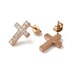 Orecchini a croce in acciaio inossidabile placcato ionico (ip) 304&nbsp;EJEW-C099-10RG
