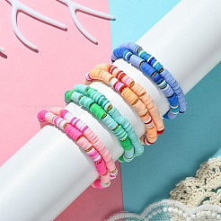 Set di bracciali elastici fatti a mano in argilla polimerica con perline heishi&nbsp;BJEW-JB07258