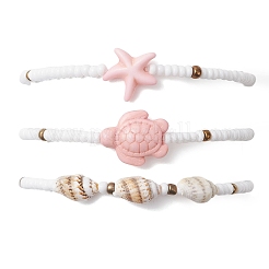 3шт синтетические бирюзовые бусины эластичные браслеты для женщин&nbsp;BJEW-JB13493