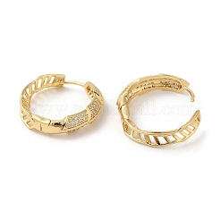Orecchini a cerchio cavi con micro pavé di zirconi cubici in ottone placcato a cremagliera&nbsp;EJEW-A027-09G