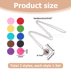 2 Sets Legierung Hohl ätherisches Öl Diffusor Parfüm Medaillon Anhänger 304 Edelstahl Kette Halsketten&nbsp;NJEW-HS0001-22D