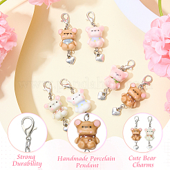 2 pz decorazioni pendenti in porcellana fatte a mano&nbsp;HJEW-SW00373