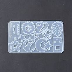 Силиконовые Молды для подвески в виде сердца/луны/листа своими руками&nbsp;X-DIY-A039-05