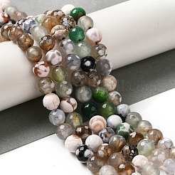 Нити окрашенных и нагретых натуральных агатовых бус с огненным кракелюром G-P539-B01-20