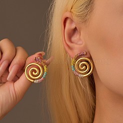 Boucles d'oreilles à clous en acier inoxydable 304 à spirale vortex pour femmes&nbsp;EJEW-F406-02B-G02
