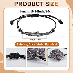 6шт 2 стиля браслетов из вощеного полиэфирного шнура BJEW-AR00001