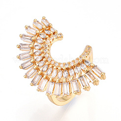 Латунные кольца-манжеты с микропаве и прозрачным цирконием для женщин KK-T074-05G