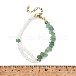 Armbänder aus natürlichen grünen Aventurin-Splitterperlen und Glasperlen für Damen&nbsp;BJEW-JB14137-01