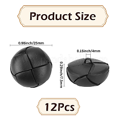 12 bouton à tige en cuir de vache à 1 trous&nbsp;BUTT-CL0001-06B