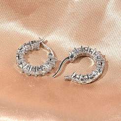 Латунные серьги-кольца из прозрачного кубического циркония&nbsp;EJEW-C181-02P